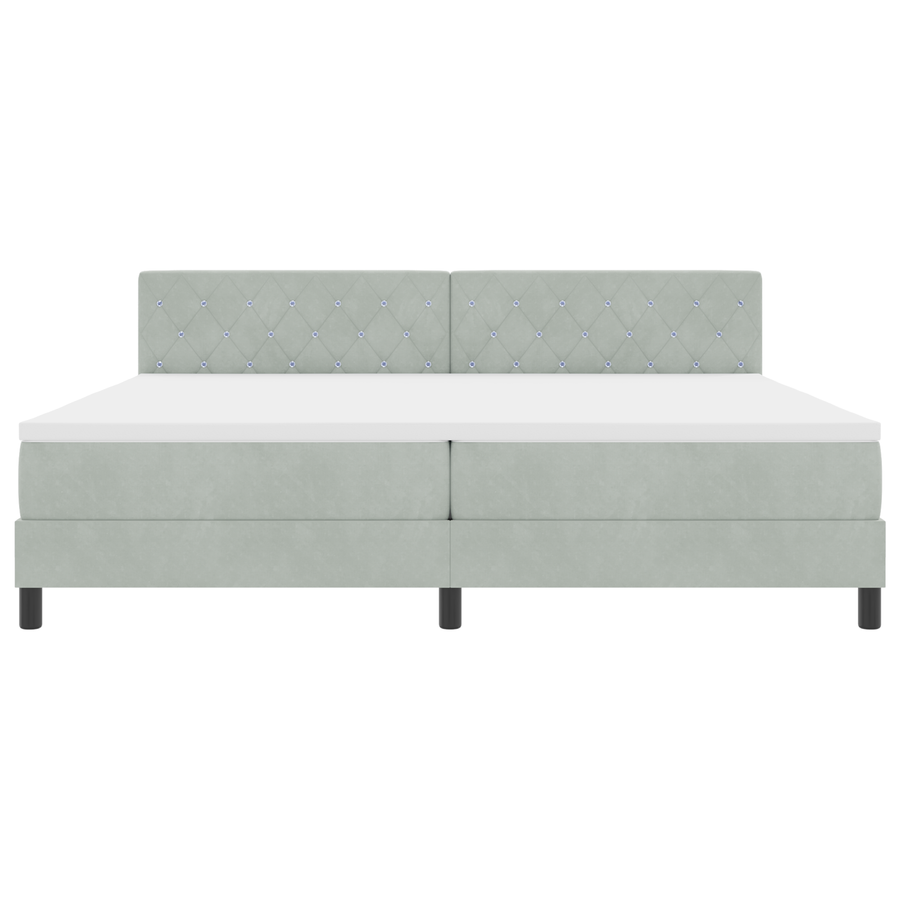 Boxspringbed met matras en LED fluweel lichtgrijs 200x200 cm