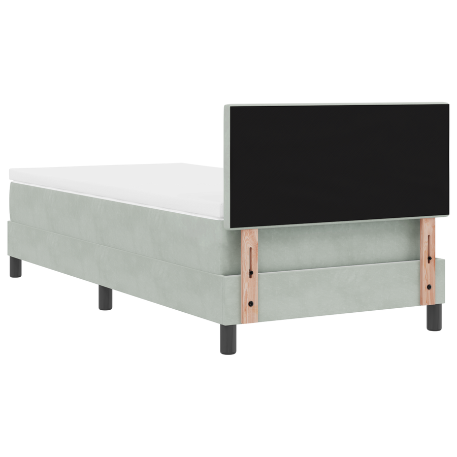 Boxspringbed met matras en LED fluweel lichtgrijs 90x200 cm