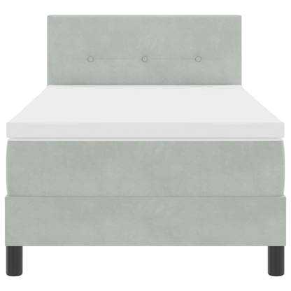 Boxspringbed met matras en LED fluweel lichtgrijs 90x200 cm