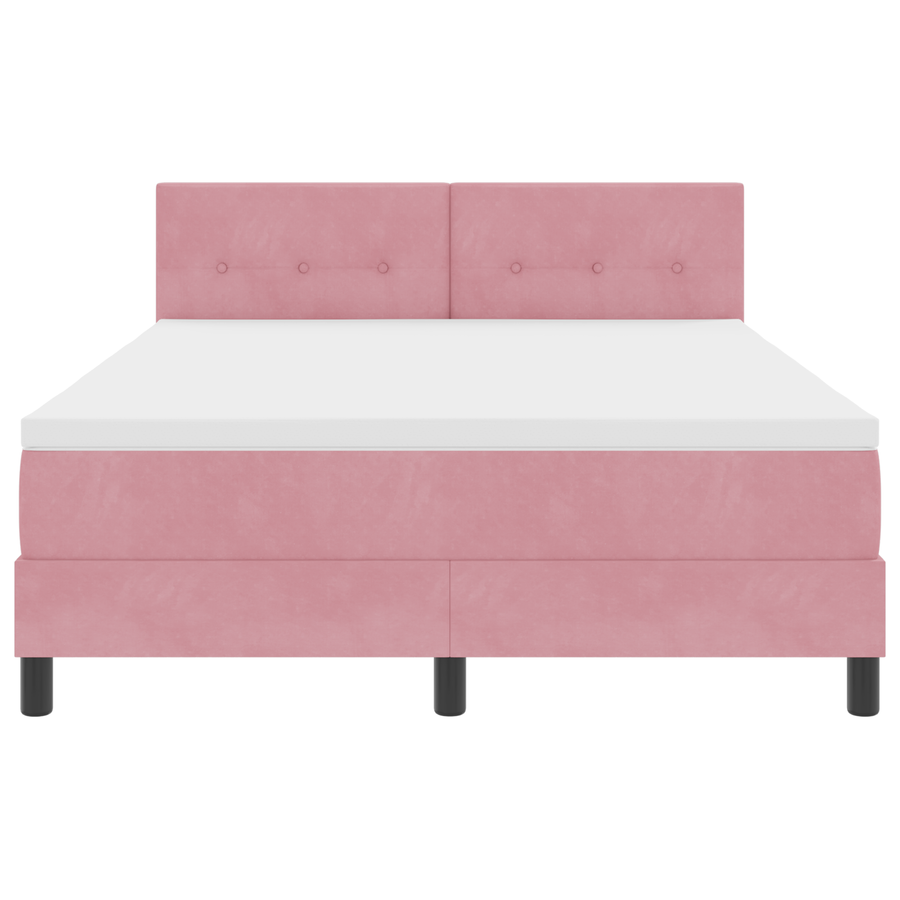 Boxspringbed met matras en LED fluweel roze 140x190 cm