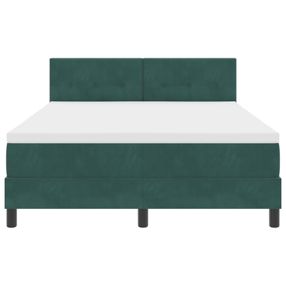 Boxspringbed met matras en LED fluweel donkergroen 140x200 cm