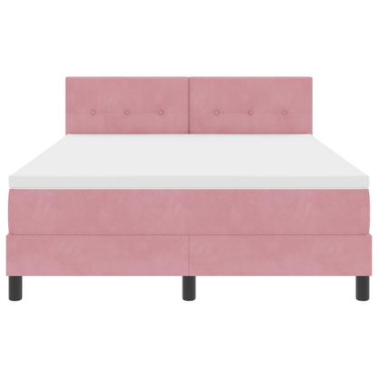 Boxspringbed met matras en LED fluweel roze 140x200 cm
