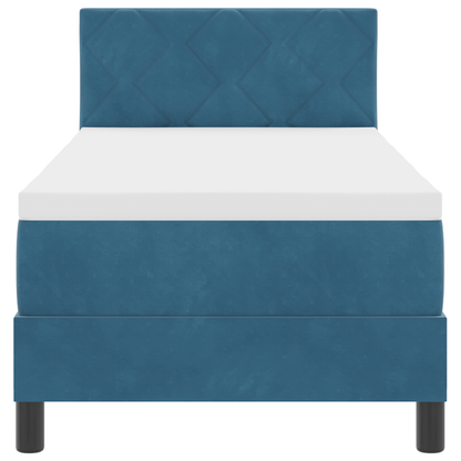 Boxspringbed met matras en LED fluweel donkerblauw 80x200 cm