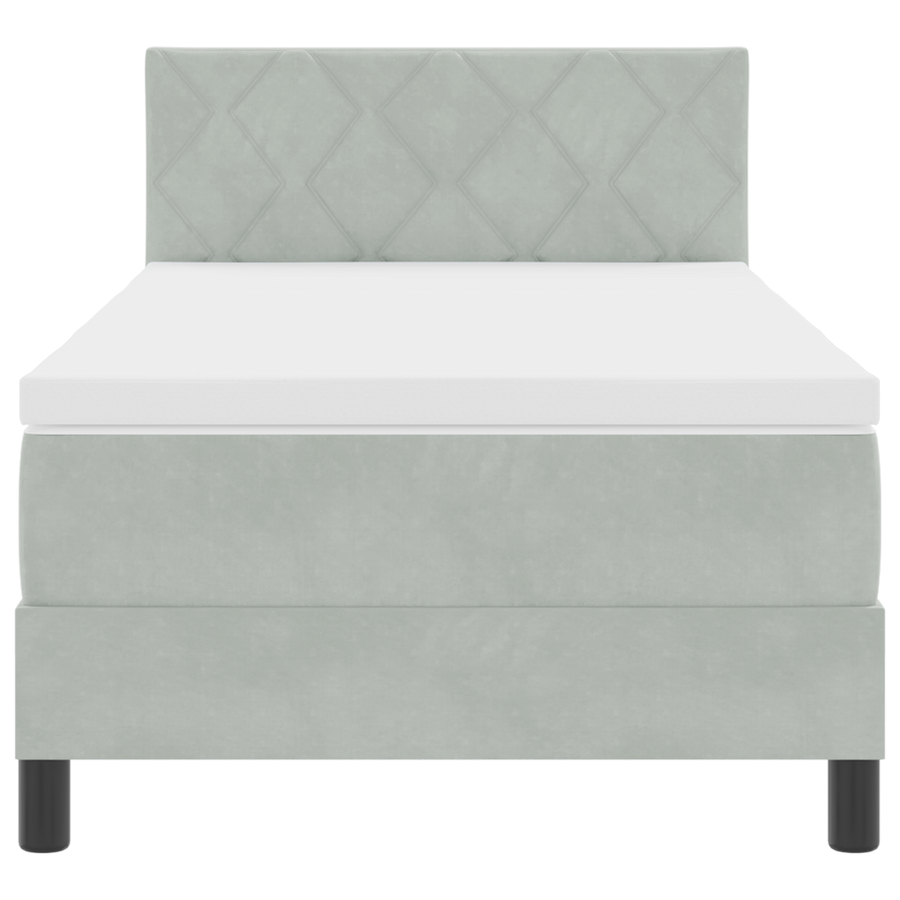 Boxspringbed met matras en LED fluweel lichtgrijs 90x190 cm