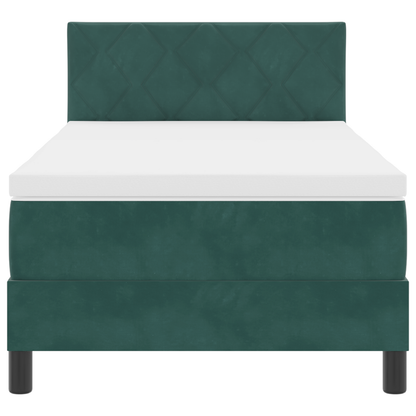 Boxspringbed met matras en LED fluweel donkergroen 90x190 cm