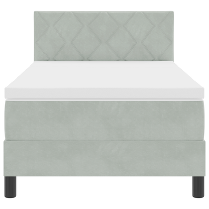 Boxspringbed met matras en LED fluweel lichtgrijs 90x200 cm