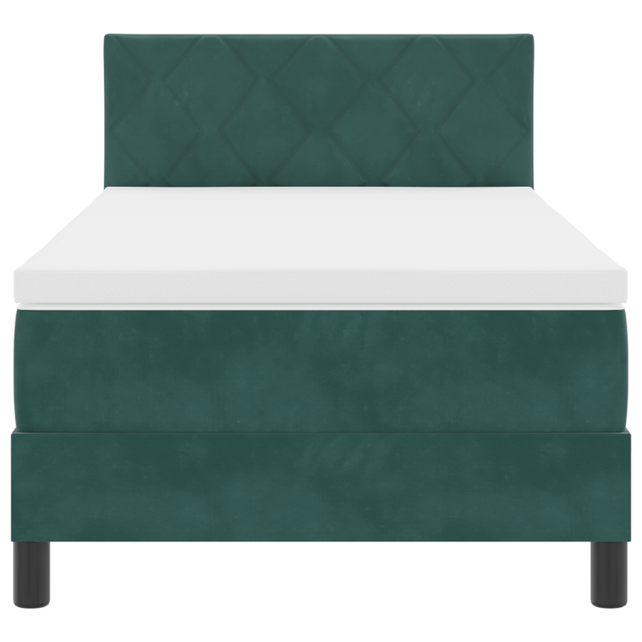 Boxspringbed met matras en LED fluweel donkergroen 90x200 cm