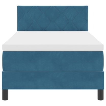 Boxspringbed met Matras & LED Donkerblauw 90x200 cm Fluweel