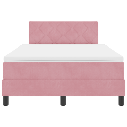 Boxspringbed met matras en LED fluweel roze 120x200 cm