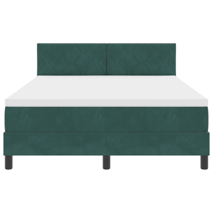 Boxspringbed met matras en LED fluweel donkergroen 140x200 cm