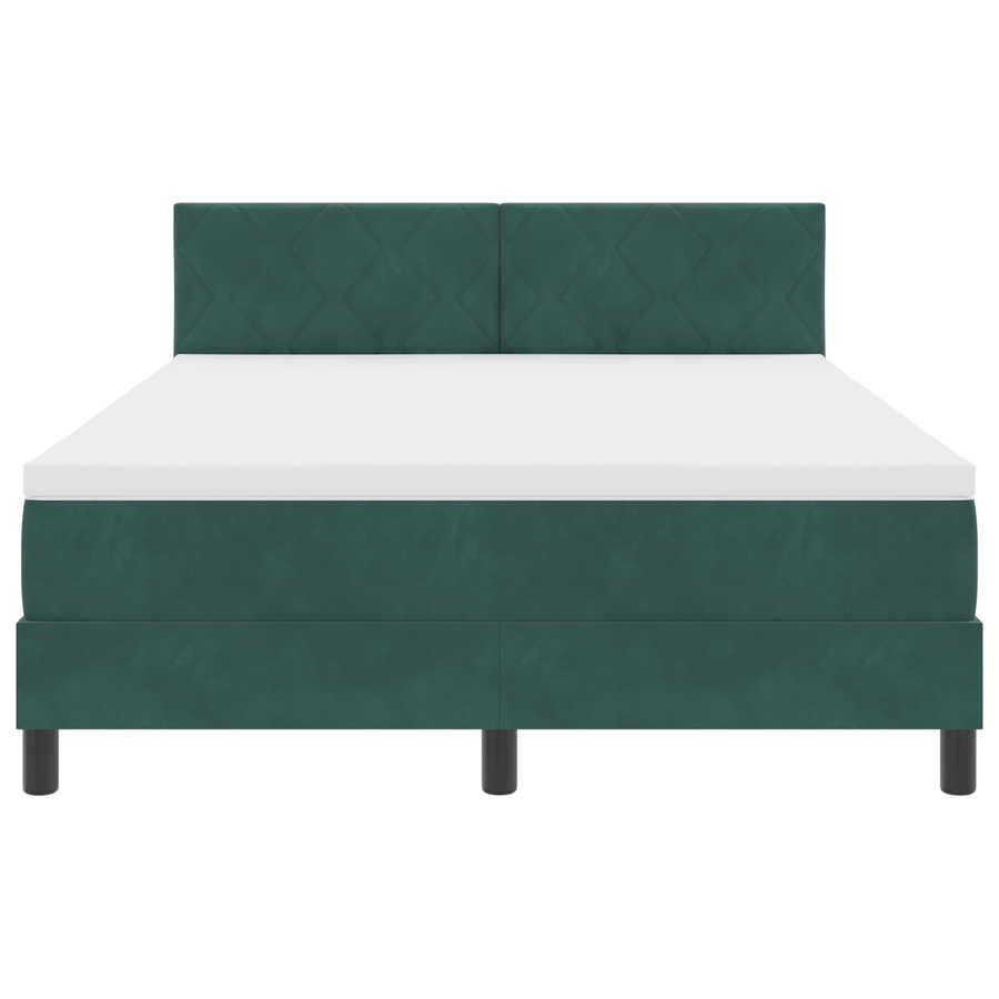 Boxspringbed met matras en LED fluweel donkergroen 140x200 cm