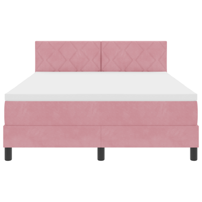 Boxspringbed met matras en LED fluweel roze 160x200 cm