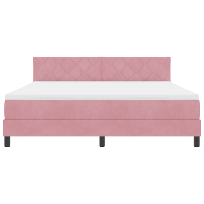 Boxspringbed met matras en LED fluweel roze 180x200 cm