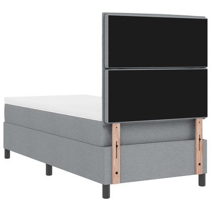 Boxspringbed met matras en LED stof lichtgrijs 90x200 cm