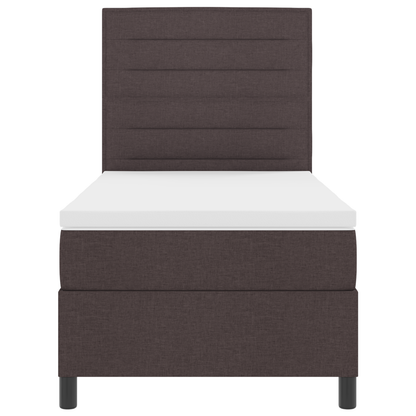 Boxspringbed met matras en LED stof donkerbruin 90x200 cm