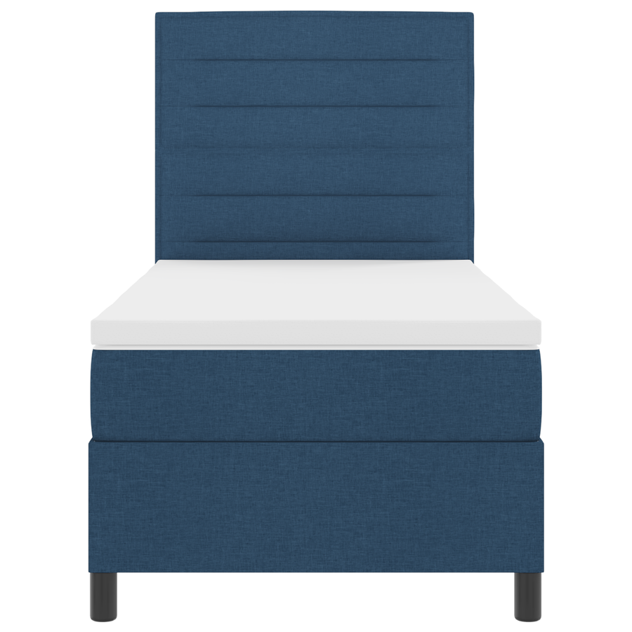 Boxspringbed met matras en LED stof blauw 90x200 cm