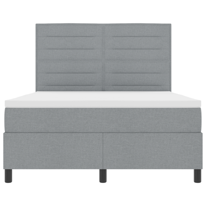 Boxspringbed met matras en LED stof lichtgrijs 140x190 cm