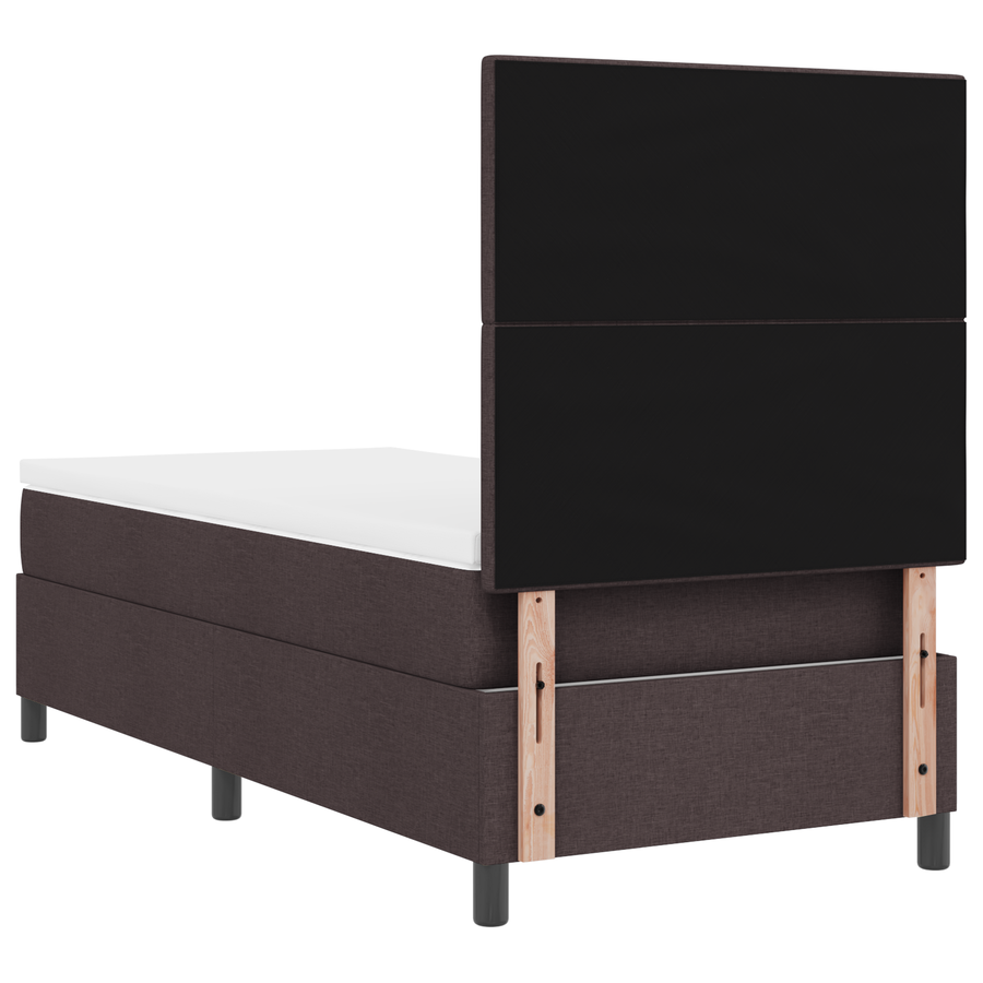 Boxspringbed met matras en LED stof donkerbruin 90x190 cm