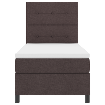 Boxspringbed met matras en LED stof donkerbruin 90x190 cm