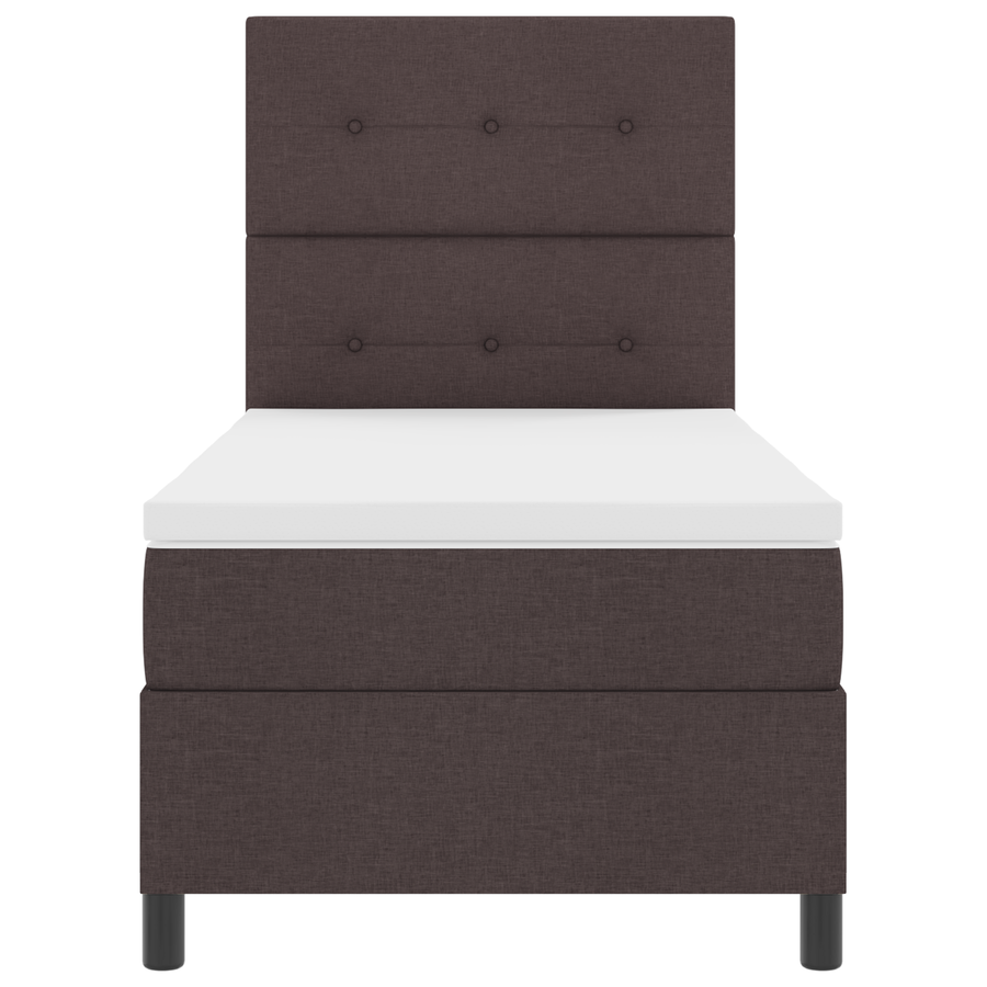 Boxspringbed met matras en LED stof donkerbruin 90x190 cm