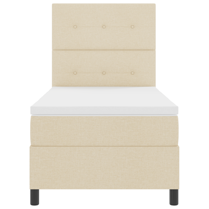 Boxspringbed met matras en LED stof crèmekleurig 100x200 cm