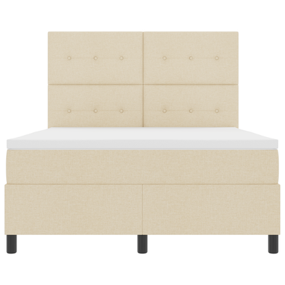 Boxspringbed met matras en LED stof crèmekleurig 140x190 cm