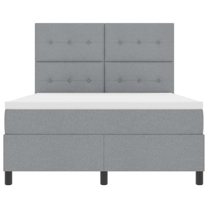 Boxspringbed met matras en LED stof lichtgrijs 140x200 cm