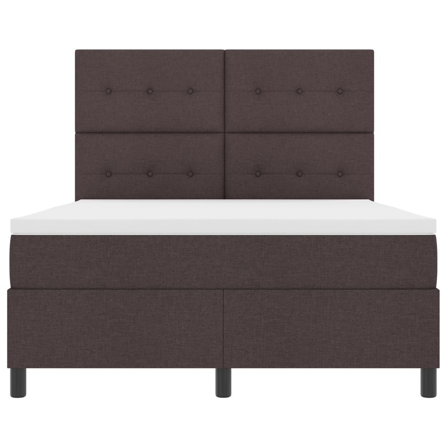 Boxspringbed met matras en LED stof donkerbruin 140x200 cm