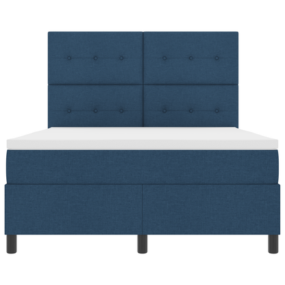 Boxspringbed met matras en LED stof blauw 140x200 cm
