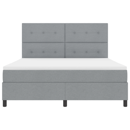 Boxspringbed met matras en LED stof lichtgrijs 180x200 cm