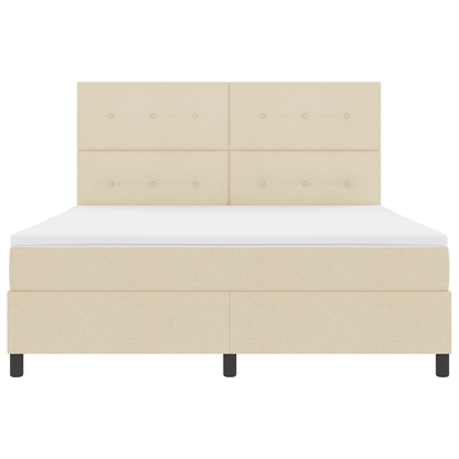 Boxspringbed met matras en LED stof crèmekleurig 180x200 cm