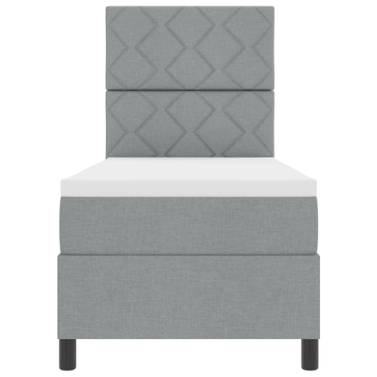Boxspringbed met Matras & LED Licht Grijs 80x200 cm Stof