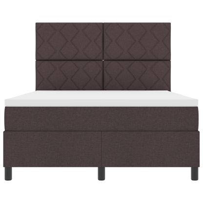 Boxspringbed met Matras & LED Donkerbruin 140x200 cm Stof