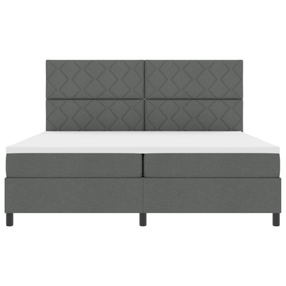Boxspring Bed met Matras & LED Donkergrijs 200x200 cm Stof