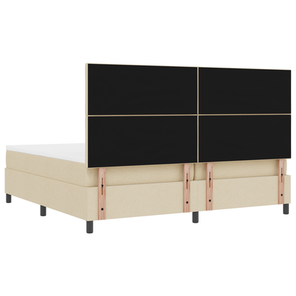 Boxspring Bed met Matras & LED Crème 200x200 cm Stof