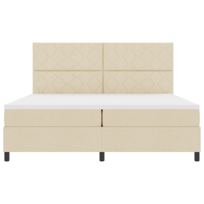 Boxspring Bed met Matras & LED Crème 200x200 cm Stof