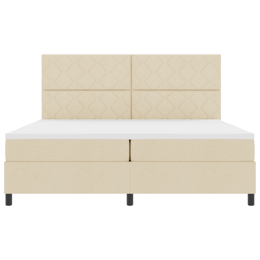 Boxspring Bed met Matras & LED Crème 200x200 cm Stof