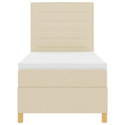 Boxspringbed met matras en LED stof crèmekleurig 90x190 cm
