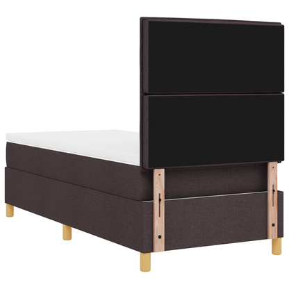 Boxspringbed met matras en LED stof donkerbruin 90x200 cm