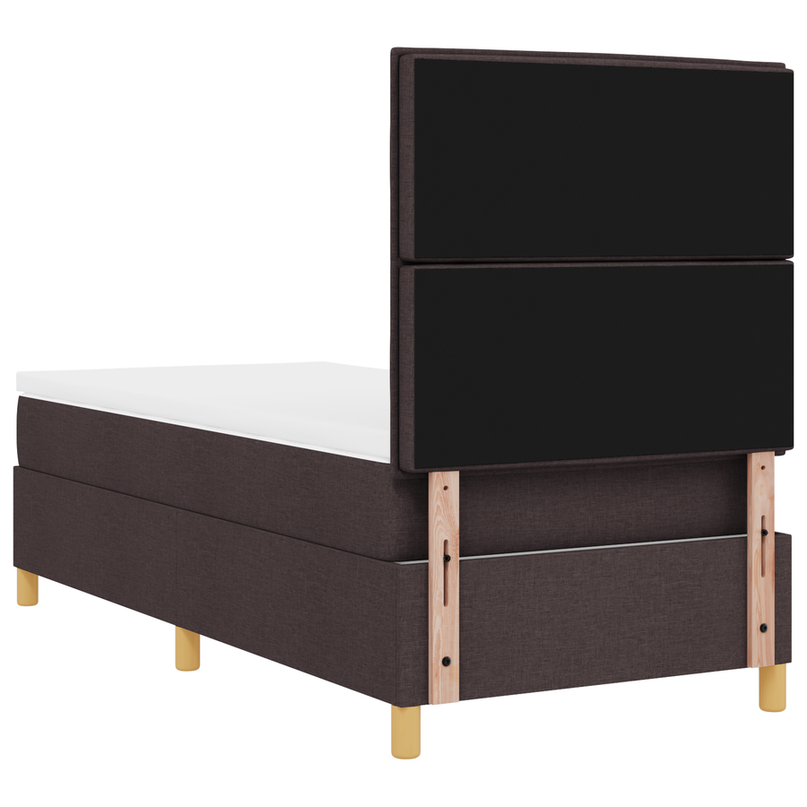 Boxspringbed met matras en LED stof donkerbruin 90x200 cm