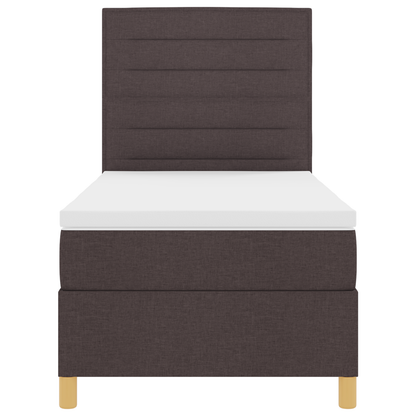 Boxspringbed met matras en LED stof donkerbruin 90x200 cm