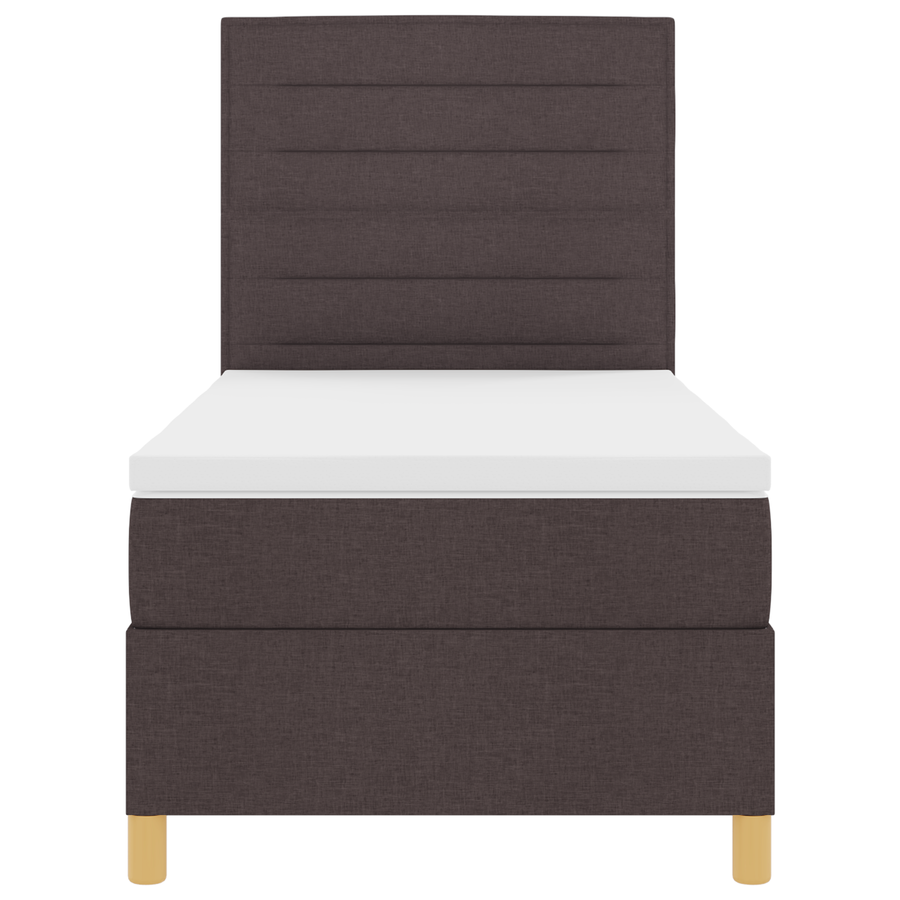 Boxspringbed met matras en LED stof donkerbruin 90x200 cm