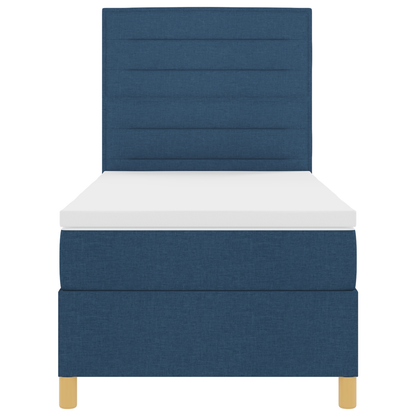 Boxspringbed met matras en LED stof blauw 90x200 cm