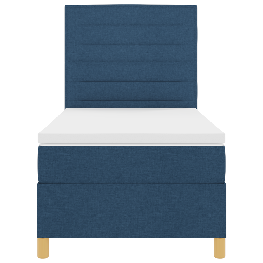 Boxspringbed met matras en LED stof blauw 90x200 cm