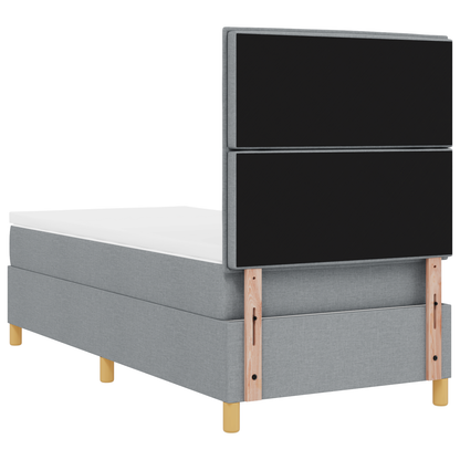 Boxspringbed met matras en LED stof lichtgrijs 100x200 cm