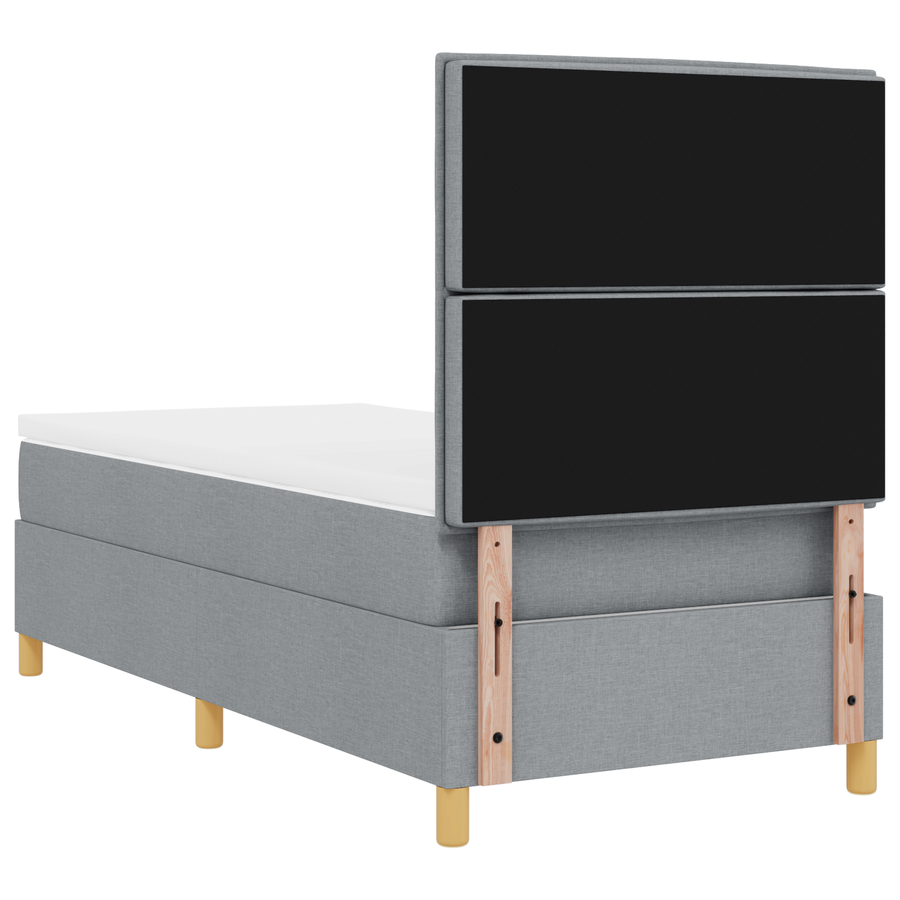 Boxspringbed met matras en LED stof lichtgrijs 100x200 cm