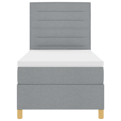 Boxspringbed met matras en LED stof lichtgrijs 100x200 cm