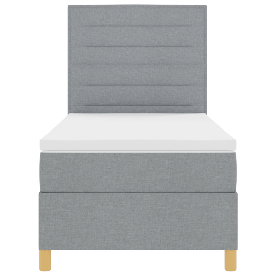 Boxspringbed met matras en LED stof lichtgrijs 100x200 cm