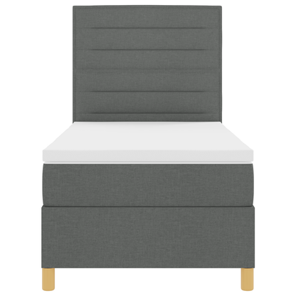 Boxspringbed met matras en LED stof donkergrijs 100x200 cm