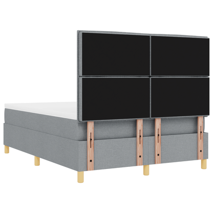 Boxspringbed met matras en LED stof lichtgrijs 140x190 cm